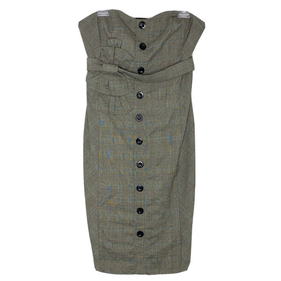 Anthropologie Dresses & Skirts - Anthropologie FLOREAT Doubly Adorned Plaid Strapless Sheath Dress Size 10 A1